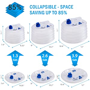 Jarro portátil do armazenamento da água, portador de água, cantina dobrável, caminhada de acampamento do ASSADO do ar livre 6