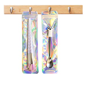 mylar resealable bonito ensaca sacos Zip lockk holográficos do hangbag liso metálico dos sacos do fecho de correr da folha de alumínio