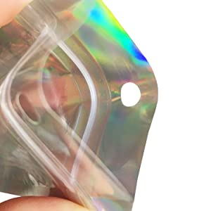 os sacos Zip lockk holográficos dianteiros claros brilham sacos de mylar com os malotes da folha do projeto para a empresa de pequeno porte
