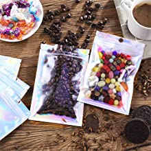 Prova Baggies do cheiro, sacos hologr&aacute;ficos, saco met&aacute;lico, malote do armazenamento, flor que empacota, folhas secadas 5