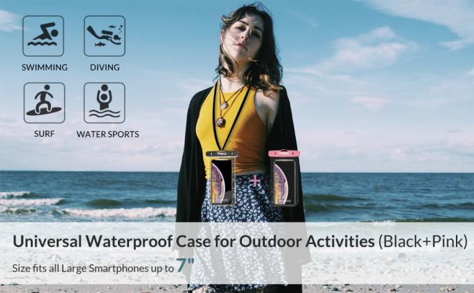 Sacos dobro do telefone do selo do zíper, caso impermeável, tamanho universal, pacote imaculável, dustproof dos Smartphones 0