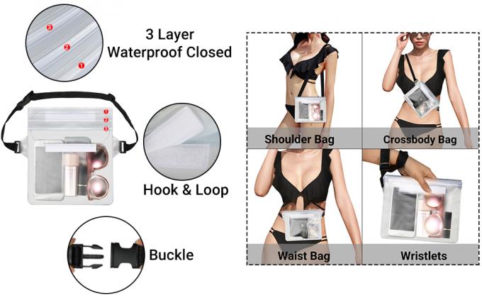 Sacos dobro do telefone do selo do zíper, caso impermeável, tamanho universal, pacote imaculável, dustproof dos Smartphones 8