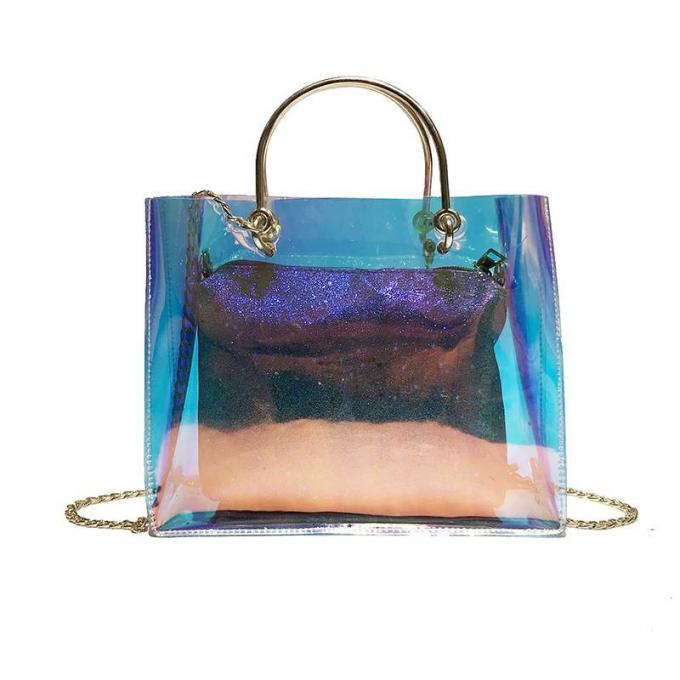 Do malote cosmético colorido de néon amigável dos jogos da pele do arti'culo de tocador da composição do PVC de Eco saco claro impermeável do presente do vinil 3