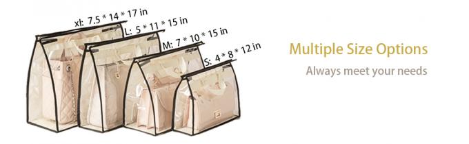 Multi tamanho, sacos da tampa protetora contra poeira do armazenamento da bolsa, bolsa & bolsa, zíper resistente de Holder With Handle do organizador do PVC 6