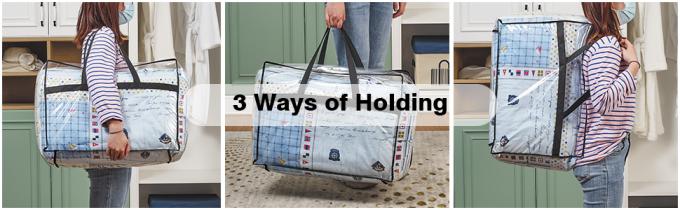 Saco do armazenamento da roupa, organizador With Reinforced Handle da composição, sacos do armazenamento do vinil, zíperes duplos, totalizadores móveis 4