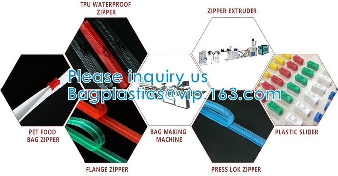Limpe da imprensa horizontal da flange do slider da corda o fechamento impermeável do fecho de correr do slider do zíper do rasgo fácil, PVC EVA TPU 0 hermético