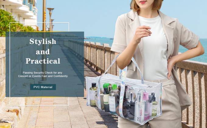 Saco do armazenamento do arti'culo de tocador da composição do curso do PVC, grande capacidade Tote Bag, organizador cosmético Bag da roupa 0