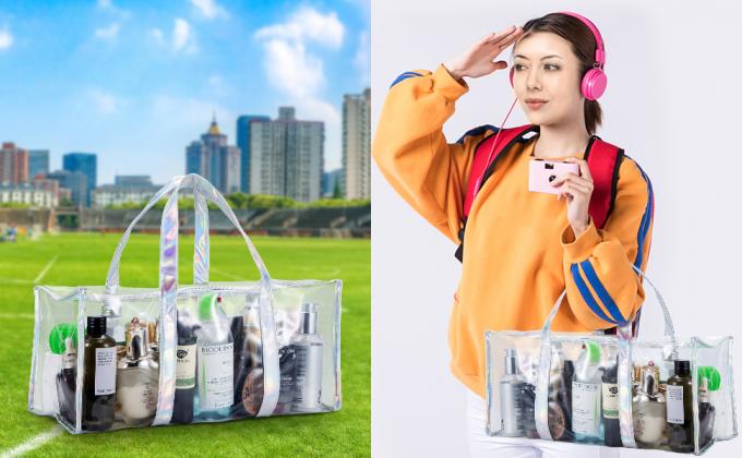 Saco do armazenamento do arti'culo de tocador da composição do curso do PVC, grande capacidade Tote Bag, organizador cosmético Bag da roupa 2