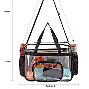 Os sacos claros, estádio aprovado, veem através de Tote Bag, alça, grande saco transparente 4