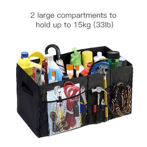 O organizador For SUV do tronco de carro, grande capacidade expansível, organizador resistente do armazenamento do tronco da carga, desliza não inferior 12