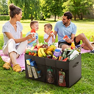 O organizador For SUV do tronco de carro, grande capacidade expansível, organizador resistente do armazenamento do tronco da carga, desliza não inferior 17