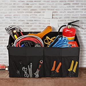 O organizador For SUV do tronco de carro, grande capacidade expansível, organizador resistente do armazenamento do tronco da carga, desliza não inferior 18