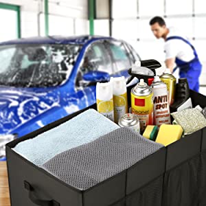 O organizador For SUV do tronco de carro, grande capacidade expansível, organizador resistente do armazenamento do tronco da carga, desliza não inferior 19