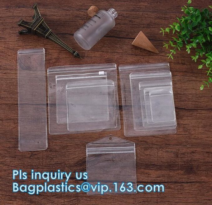 As bolhas claras cosméticas de K saco/sacos quentes do zíper do slider da venda, saco de suspensão do zíper do gancho do slider, lápis 9 do PVC do zíper do slider