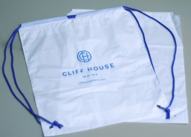 Saco biodegradável com impressão, saco de plástico 8 da lavanderia do cordão da lavanderia de Logo Printed Poly Drawstring Hotel /Travel