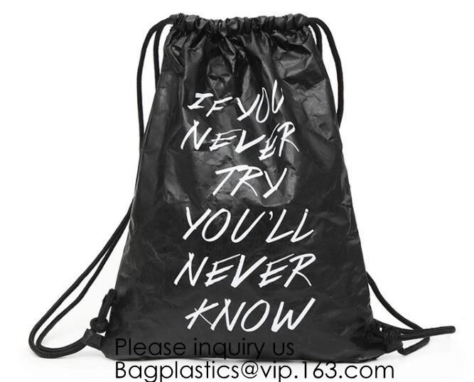 Trouxa do cordão - saco de papel do saco de Tyvek, saco impermeável de Tyvek para o Gym ou curso, dentro da trouxa Zippered Colorf 4 do bolso