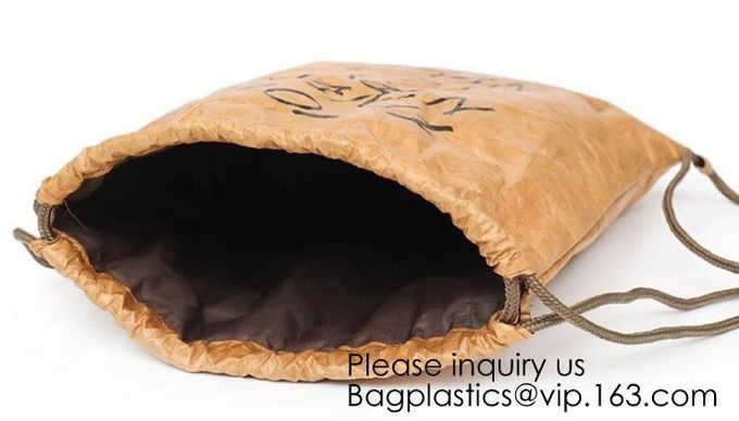 Trouxa do cordão - saco de papel do saco de Tyvek, saco impermeável de Tyvek para o Gym ou curso, dentro da trouxa Zippered Colorf 2 do bolso