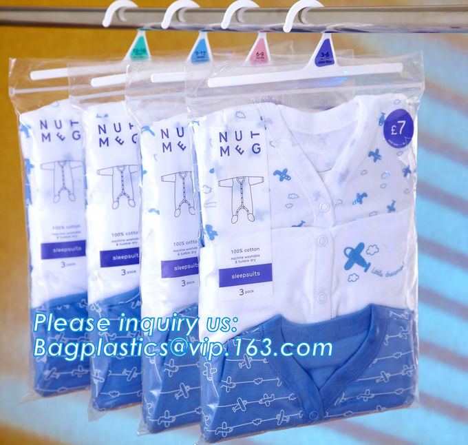 OS SACOS DO GANCHO, SACOS DO GANCHO, SACOS DE VESTUÁRIO, SACOS INFERIORES DO FECHAMENTO, SACOS DE CORDÃO DE EVA FROST, EMBALAGEM DO VESTUÁRIO ENSACAM BAGPLASTICS 1