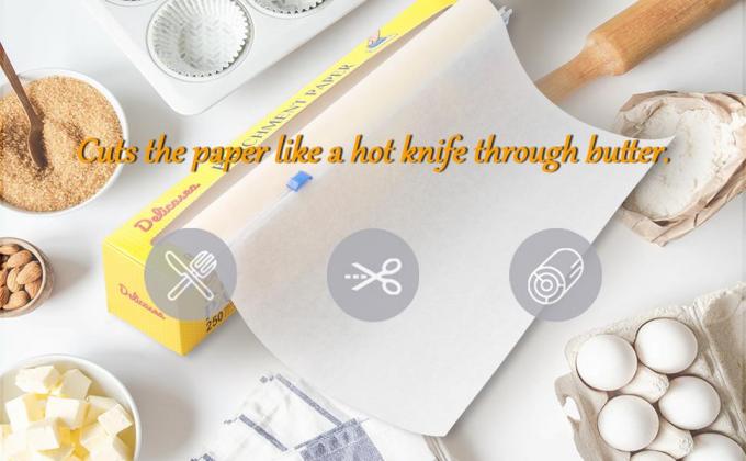 Rolo do papel de pergaminho, rolo de papel de cozimento do cortador da corrediça para cozinhar, repreensão, à prova de graxa, papel do envoltório, cozinheiro chefe 6