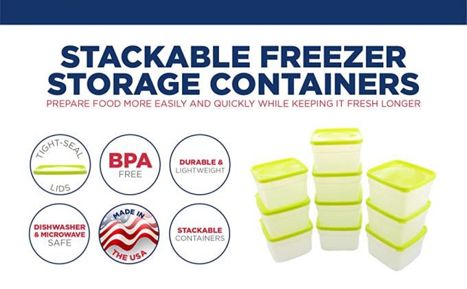 Recipientes de armazenamento reusáveis do alimento do congelador com tampas, Microwaveable livre de Bento Box BPA dos grupos do recipiente da preparação da refeição 3