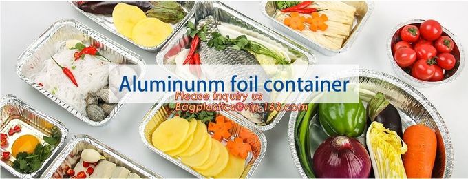 O retângulo deu forma a tampas de alumínio descartáveis de Pan Take-Out Food Containers With da folha de alumínio/sem tampa 4