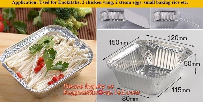 O retângulo deu forma a tampas de alumínio descartáveis de Pan Take-Out Food Containers With da folha de alumínio/sem tampa 7