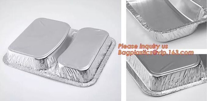 O retângulo deu forma a tampas de alumínio descartáveis de Pan Take-Out Food Containers With da folha de alumínio/sem tampa 17
