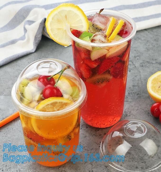 Copos transparentes de Juice Coffee Tea Takeaway Packaging da bebida do copo plástico descartável criativo em forma de u com tampa 17