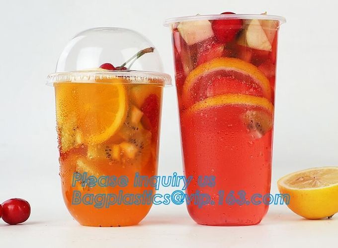 Copos transparentes de Juice Coffee Tea Takeaway Packaging da bebida do copo plástico descartável criativo em forma de u com tampa 13