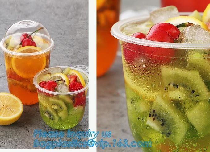 Copos transparentes de Juice Coffee Tea Takeaway Packaging da bebida do copo plástico descartável criativo em forma de u com tampa 15