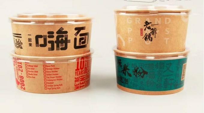 Eco amig&aacute;vel, &oacute;leo resistente, macarronetes de arroz da sopa da salada rola, a polpa de bambu, descart&aacute;vel, tampa da bacia do papel de embalagem 2