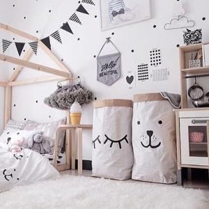 saco mais papier de le saco en, decoração de linho de Basket Nursery Home do organizador da roupa dos brinquedos das crianças do saco do armazenamento do papel de embalagem 6