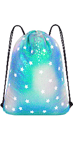 Estrela iridescente clara reversível do saco de cordão Sequin+green da lantejoula