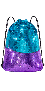  Azul reversível/roxo do saco da lantejoula