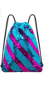 Saco de cordão reversível Violet Red azul da lantejoula da sereia