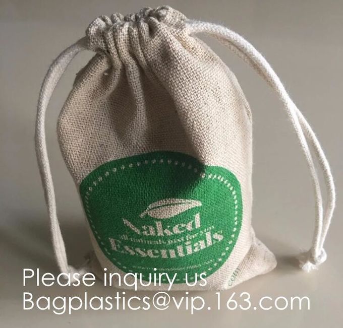 A juta de serapilheira do cordão despede sacos do presente do favor de banquete de casamento do Natal do malote dos doces da joia, pacote natural 12 do cordão da juta