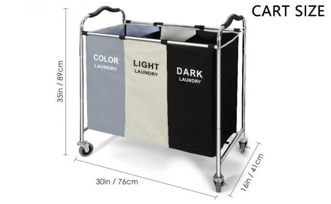 O saco da lavanderia, cesta dobrável do classificador da lavanderia, multi compartimentos, quarto veste o armazenamento, lavando a cesta 4