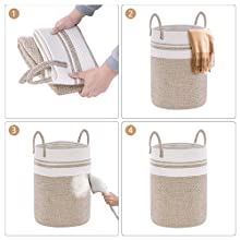 Cabazes da lavanderia, cesta de organização, organizador For Toy Collection do armazenamento de escaninho, cesta do armazenamento da lona 5