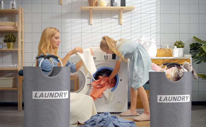 Carro de lavanderia sujo de lavagem da cesta de lavanderia do cabaz melhor com punho, armazenamento fácil dobrável da cesta de lavanderia 19