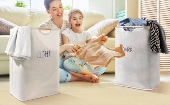 Cestas de lavanderia com Carry Handles fácil, cabaz, escaninhos de lavagem de dobramento, banheiro da lavandaria da família 19