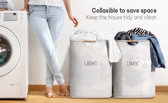 Cestas de lavanderia com Carry Handles fácil, cabaz, escaninhos de lavagem de dobramento, banheiro da lavandaria da família 12