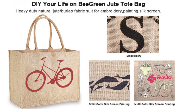 Bolso interno do zíper de Tote Bag Full Gusset With da juta de Tote Bags Bulk Laminated Interior de serapilheira, DIY Art Crafts 5