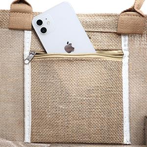 Bolso interno do zíper de Tote Bag Full Gusset With da juta de Tote Bags Bulk Laminated Interior de serapilheira, DIY Art Crafts 2