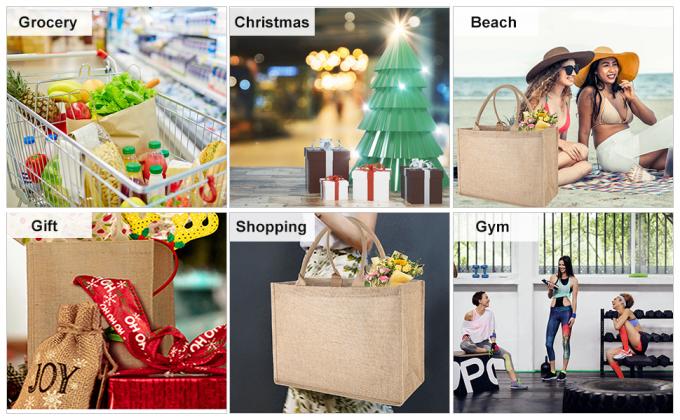 Bolso interno do zíper de Tote Bag Full Gusset With da juta de Tote Bags Bulk Laminated Interior de serapilheira, DIY Art Crafts 6