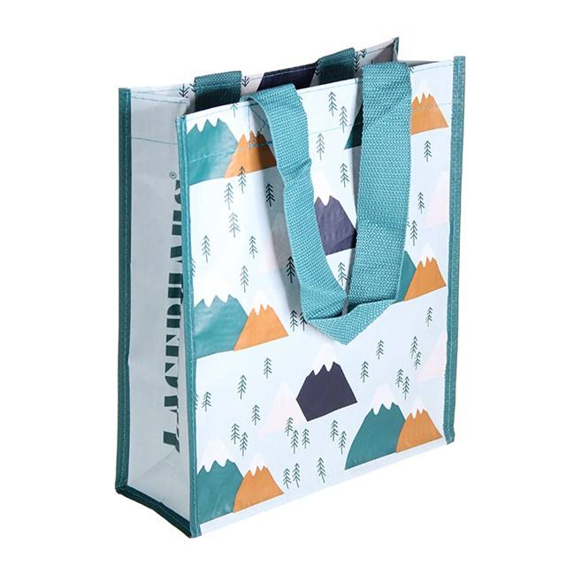 O punho laminado de Eco tela amigável, Tote Bag tecido Pp, RPET revestiu sacos acessíveis da compra reciclável dobrável 6