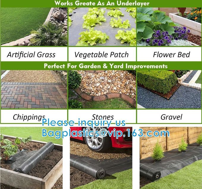 Tela de jardinagem personalizada Rolls da categoria, controle de ervas daninhas, Eco-amigável, cama de flor, palha de canteiro, Pavers, afiação, estacas 22 do jardim